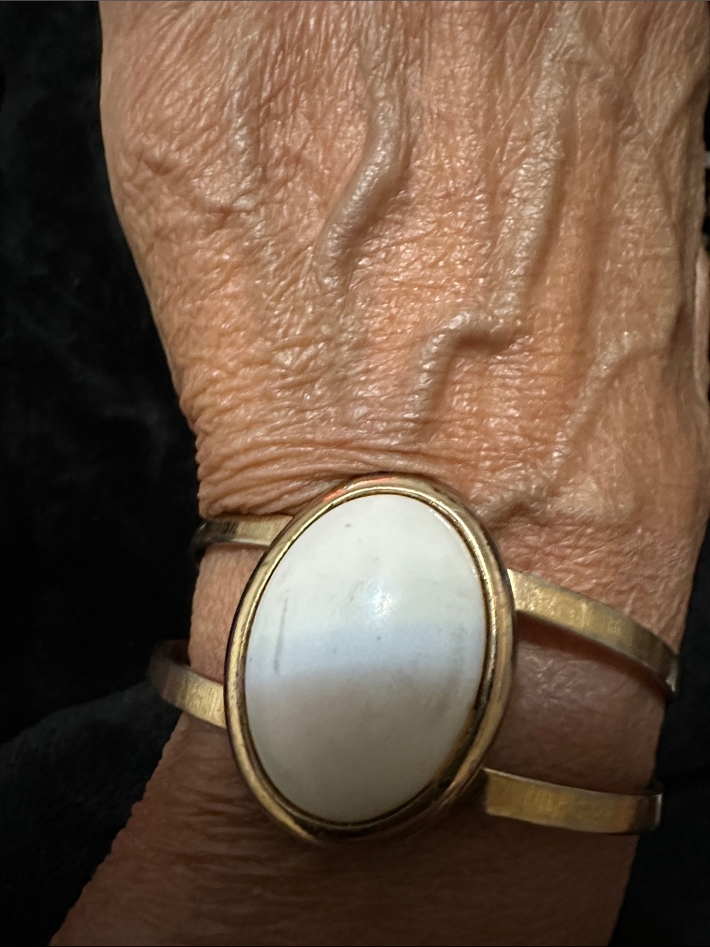 Gold-Tone AVON  White Stone Cuff Bracelet - Women's Jewelry Adjustable